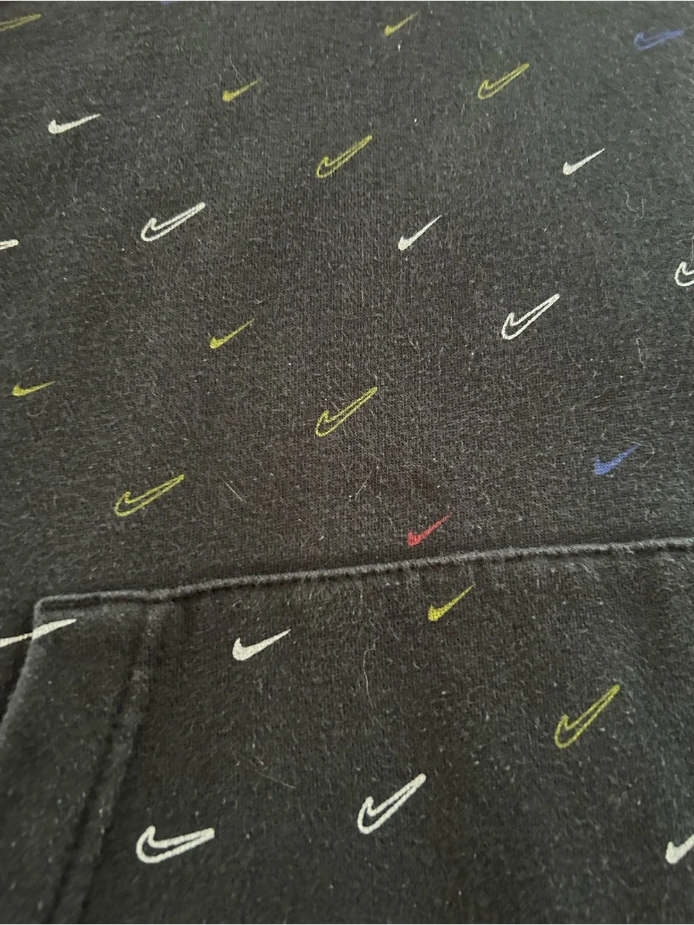 Nike Black Hooded Sweatshirt with Multi-Color Swoosh